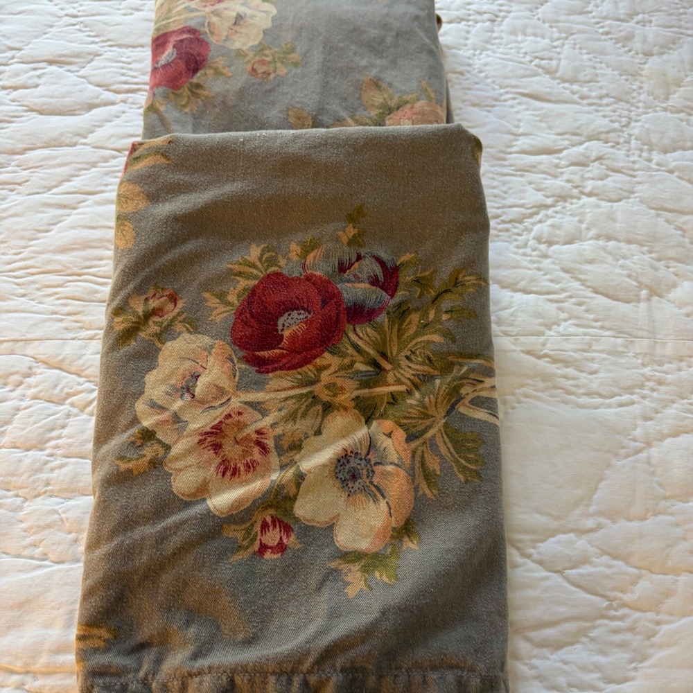 Chaps Home Hudson Valley Blue Gray Floral Standard Pillow Shams Set of 2 Cotton